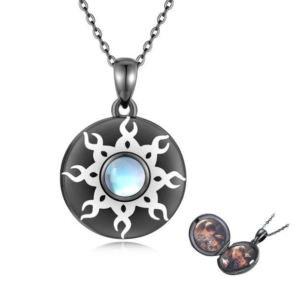 Sterling Silver Sun Locket Memory Necklace -0