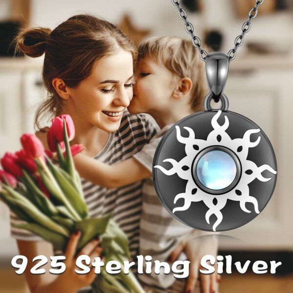 Sterling Silver Sun Locket Memory Necklace -5