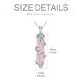 wholesale 925 Sterling Silver Pink Rose Quartz Healing Stone Pendant Necklace with Floral Design for Women-0-1