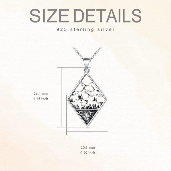 925 Sterling Silver Mountain Pendant Necklace-2