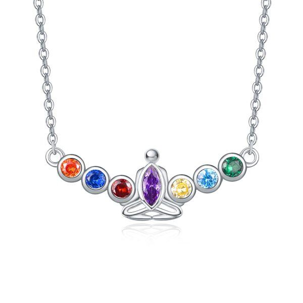 Sterling Silver Chakra Necklace-0