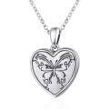 wholesale 925 Sterling Silver Heart Butterfly Photo Locket Pendant Necklace for Women-0-0