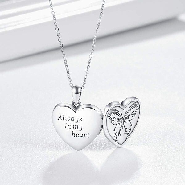 Sterling Silver Heart Butterfly Necklace-3