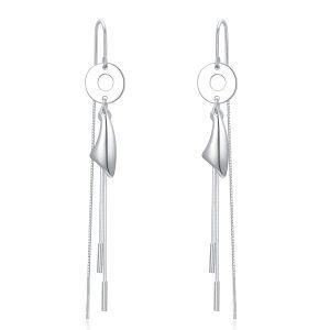 925 Sterling Silver Coin Tassel Threader Earrings-0