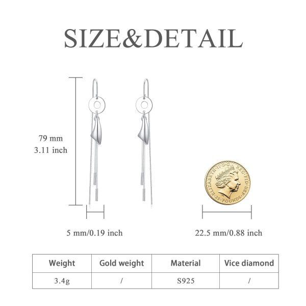 925 Sterling Silver Coin Tassel Threader Earrings-1