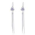 wholesale 925 Sterling Silver Cubic Zirconia Daisy Flower Threader Dangle Earrings for Women-0-0