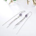 wholesale 925 Sterling Silver Cubic Zirconia Daisy Flower Threader Dangle Earrings for Women-0-1