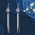 wholesale 925 Sterling Silver Cubic Zirconia Daisy Flower Threader Dangle Earrings for Women-0-5