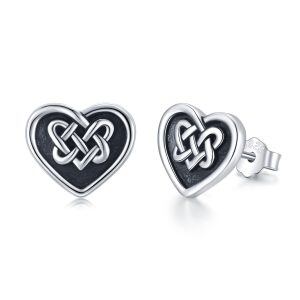 Sterling Silver Heart Celtic Earrings-0