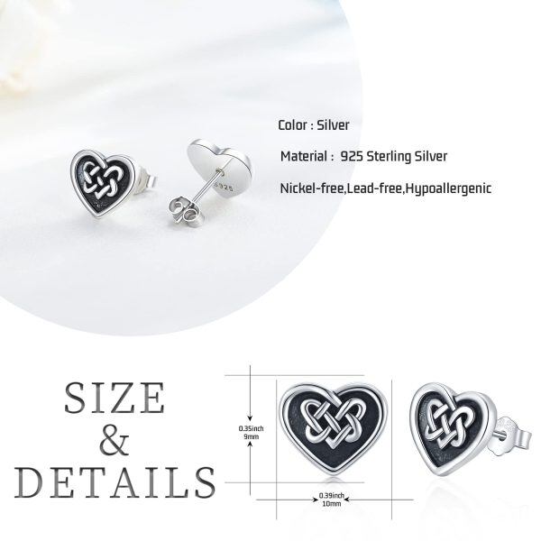 Sterling Silver Heart Celtic Earrings-6