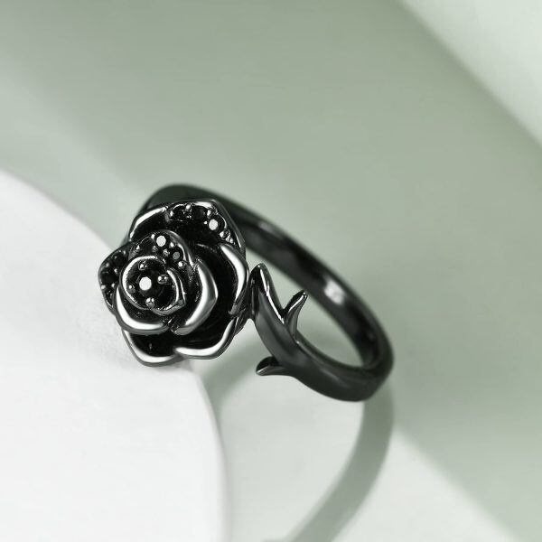 Sterling Silver Rose Flower Cremation Urn Ring-4