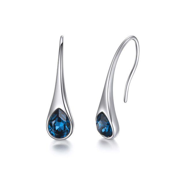 Sterling Silver Small Pear-Shaped Modern Style Hook Earrings-0