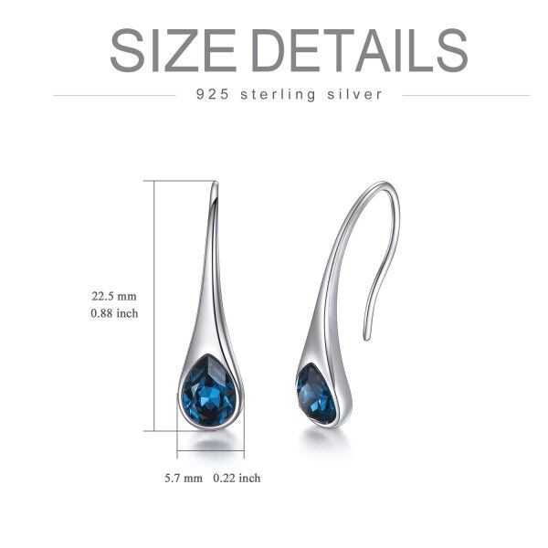 Sterling Silver Small Pear-Shaped Modern Style Hook Earrings-5