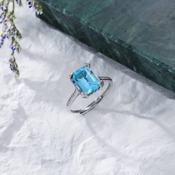 925 Sterling Silver Blue Topaz Rings-5