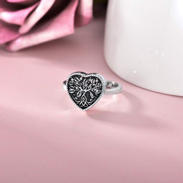 Sterling Silver Heart Celtic Tree of Life Cremation Urn Ring-0