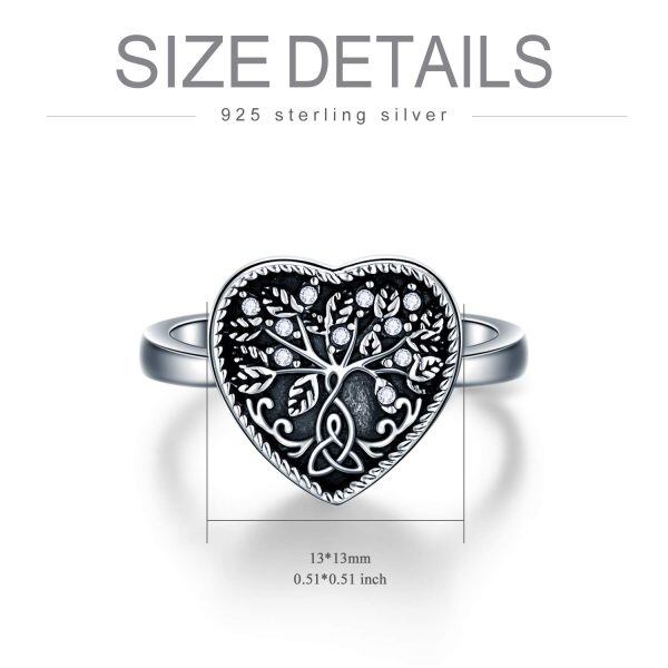 Sterling Silver Heart Celtic Tree of Life Cremation Urn Ring-2