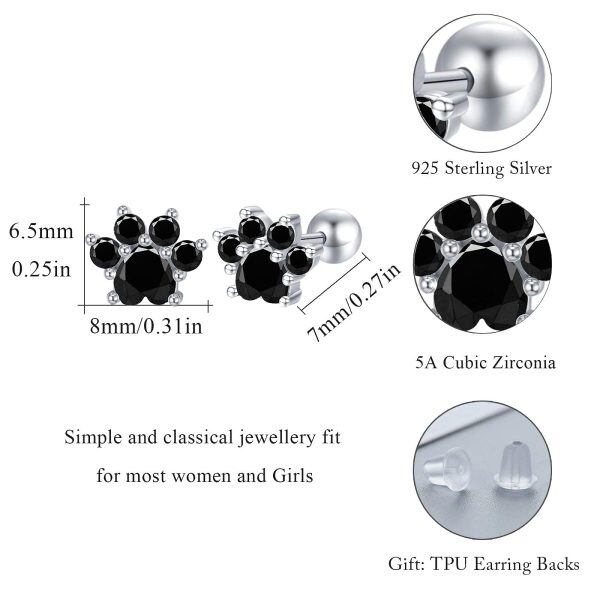 Sterling Silver Paw Print Earrings-3