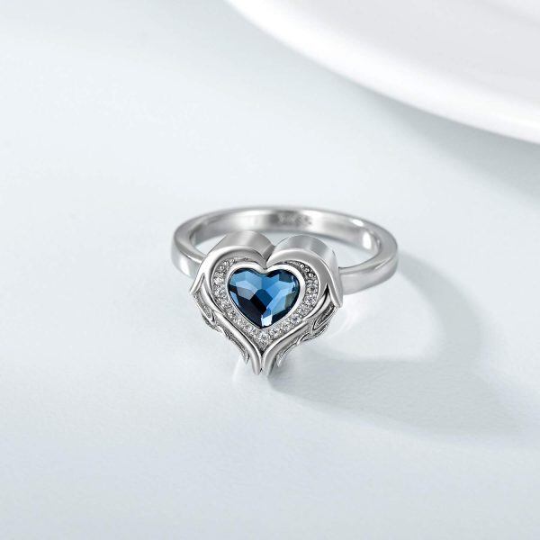 Sterling Silver Angel Wings Heart Cremation Ring -1