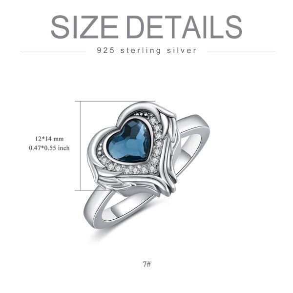 Sterling Silver Angel Wings Heart Cremation Ring -4