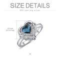 wholesale Sterling Silver with Austrian Crystals Angel Wings Heart Cremation Urn Ring - US # 7-0-4