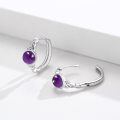 wholesale 925 Sterling Silver Amethyst Round Celtic Knot Huggie Hoop Earrings-0-1