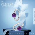 wholesale 925 Sterling Silver Amethyst Round Celtic Knot Huggie Hoop Earrings-0-5