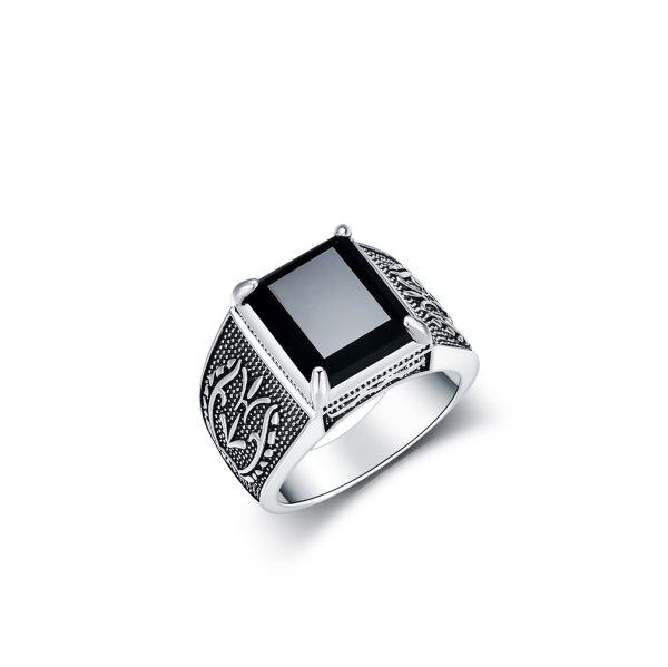 Sterling Silver Black Onyx Stone Ring -0