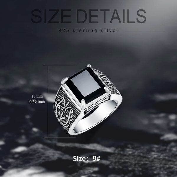 Sterling Silver Black Onyx Stone Ring -4