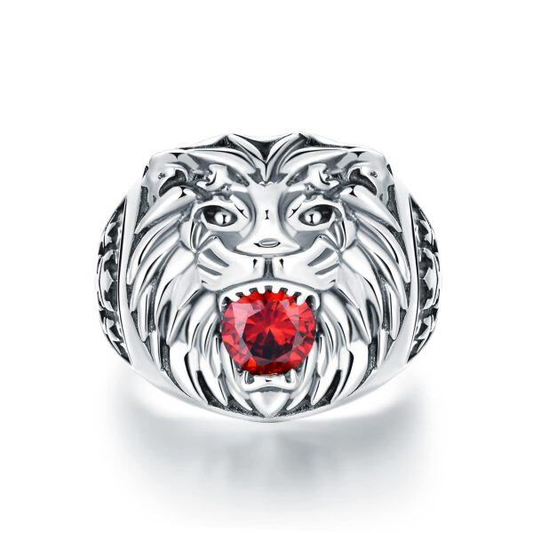 Sterling Silver Lion Head Ring-0