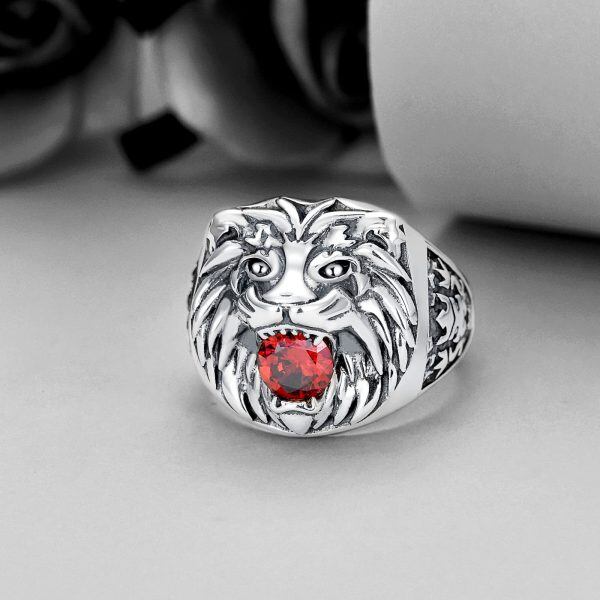 Sterling Silver Lion Head Ring-1