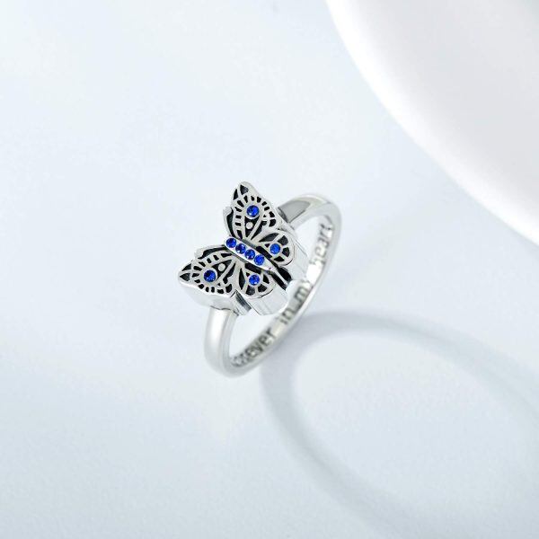 Sterling Silver Butterfly Cremation Ring -1