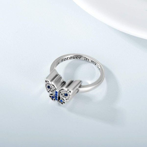 Sterling Silver Butterfly Cremation Ring -2