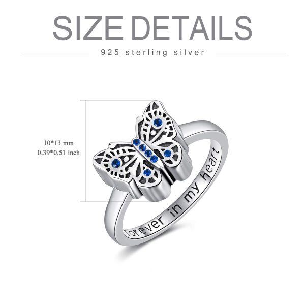 Sterling Silver Butterfly Cremation Ring -4