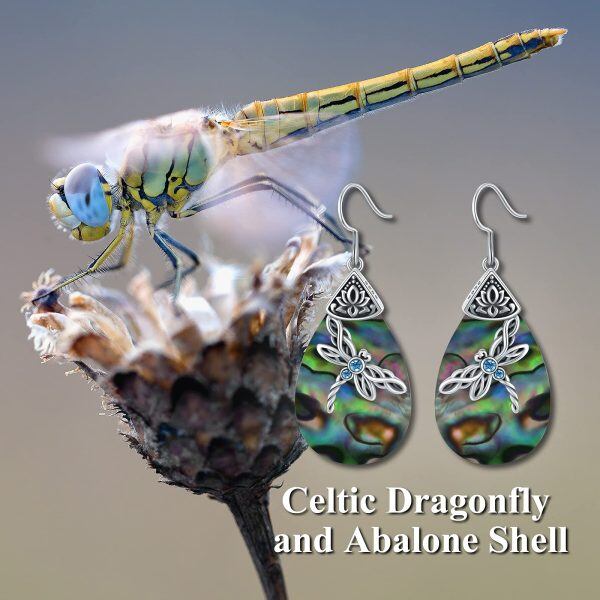 Sterling Silver Celtic Dragonfly Dangle Drop Earrings-5