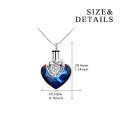 wholesale 925 Sterling Silver Blue Crystal Heart Keepsake Cremation Jewelry Urn Pendant Necklace with Funnel and Keychain-0-3