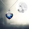 wholesale 925 Sterling Silver Blue Crystal Heart Keepsake Cremation Jewelry Urn Pendant Necklace with Funnel and Keychain-0-4