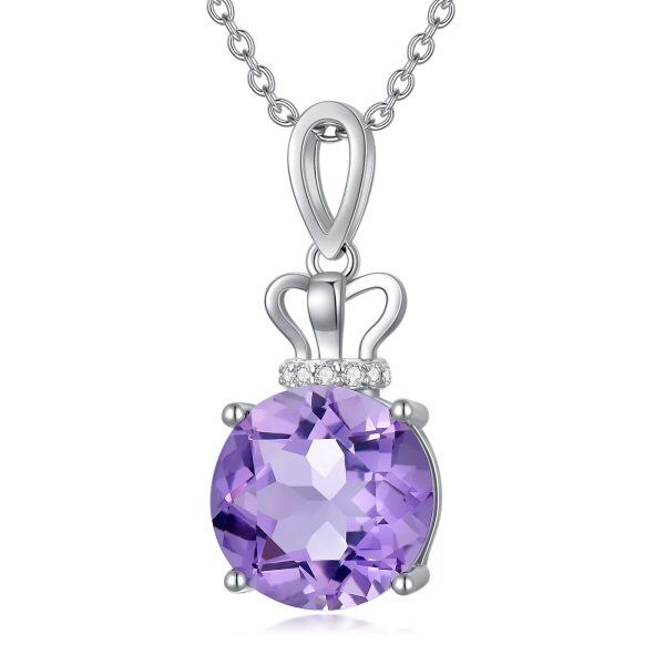 925 Sterling Silver Natural Amethyst Necklaces-0