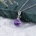wholesale 925 Sterling Silver Crown Design Round Cut Amethyst & Cubic Zirconia Pendant for Women's Necklaces Gifts-0-1
