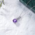 wholesale 925 Sterling Silver Crown Design Round Cut Amethyst & Cubic Zirconia Pendant for Women's Necklaces Gifts-0-3