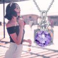 wholesale 925 Sterling Silver Crown Design Round Cut Amethyst & Cubic Zirconia Pendant for Women's Necklaces Gifts-0-5