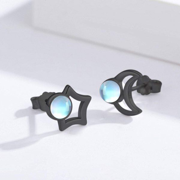 Sterling Sliver Moon Star Earrings-6