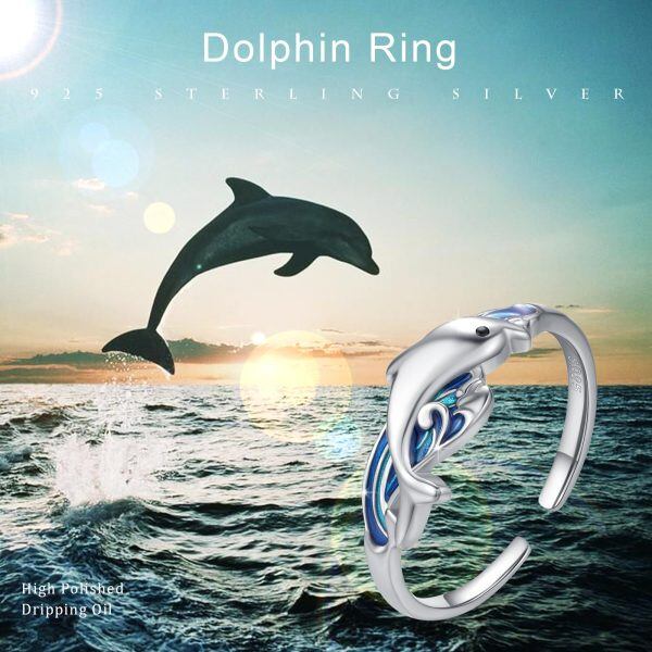 Sterling Silver Dolphin Ring-5