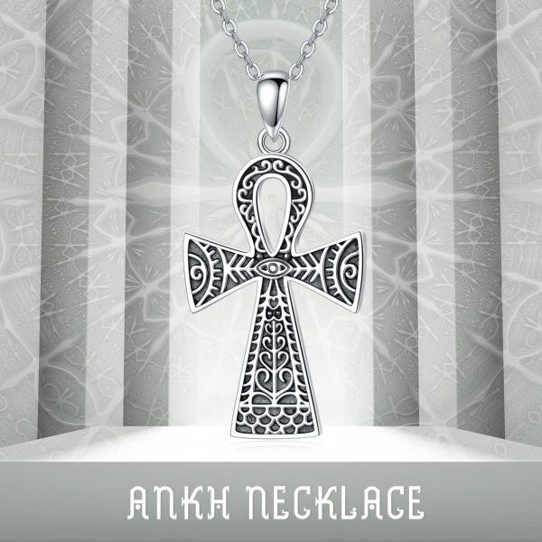 925 Sterling Silver Ankh Cross Pendant Necklace-5