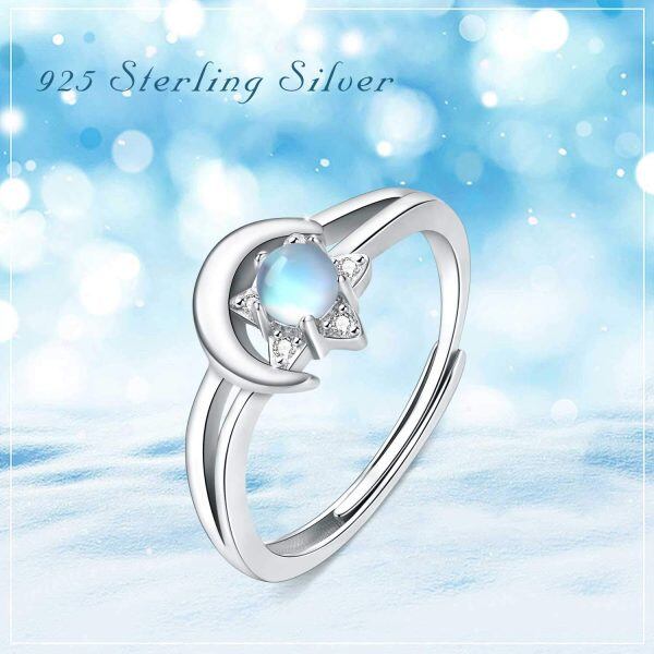 Sterling Silver Moon Star Ring-5