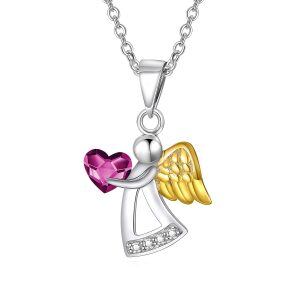 Sterling Silver Guardian Angel Necklace-0