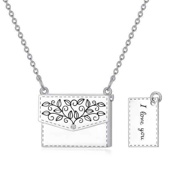 Sterling Silver I love You Envelope Necklace -0