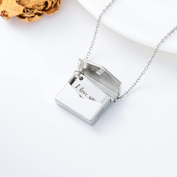 Sterling Silver I love You Envelope Necklace -3