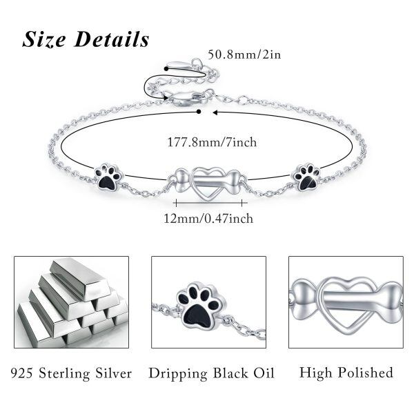 Sterling Silver Paw Bone Bracelets-3