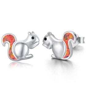 Sterling Silver Squirrel Earrings-0