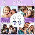 wholesale 925 Sterling Silver Purple Blue Crystal Heart Drop Hoops for Women-0-2